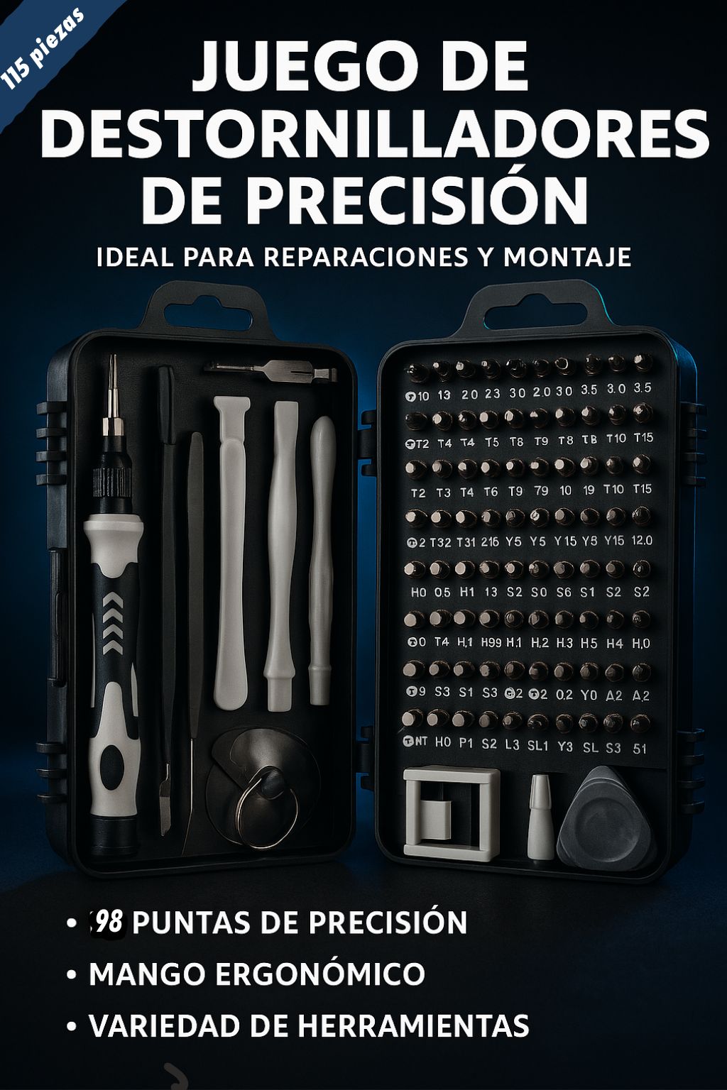 Set destornillador x115 piezas